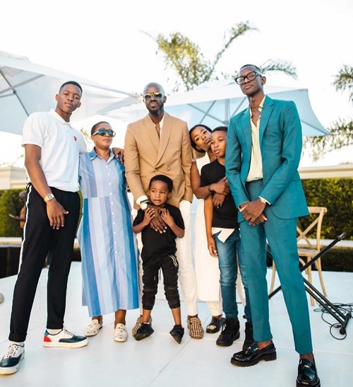 Amanda Dandala with her mother, Faith Dandala, brother Black Coffee and his four sons