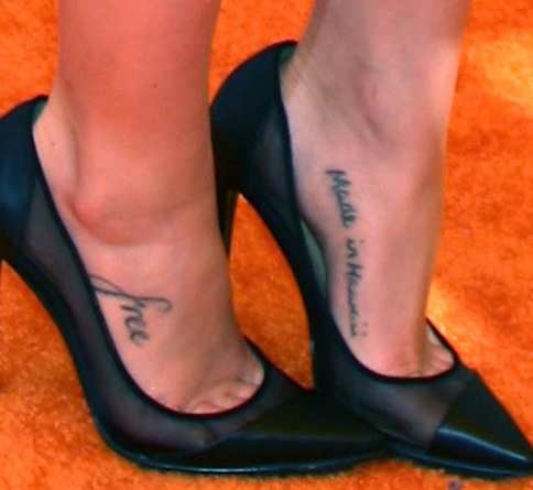 Janel Parrish's foot tattoos