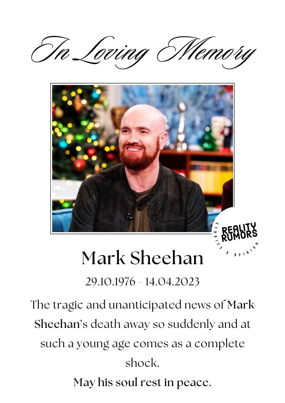 Mark Sheehan funeral obituary