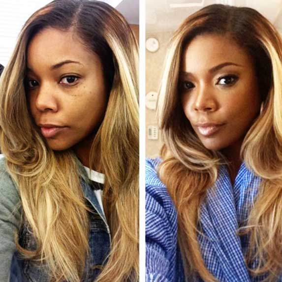 Gabrielle Union shared a photo with and without makeup in 2013