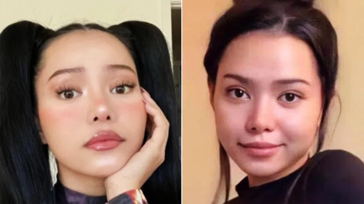 Bella Poarch with and without makeup