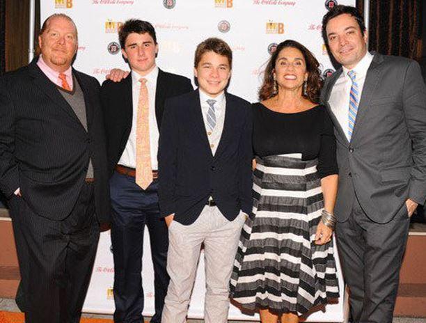 Mario Batali with his two sons Leo and Benno, along with Jimmy Fallon