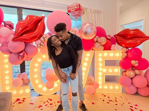 Jonathan Owens and Simone Biles celebrated their first Valentine's Day together in February 2021