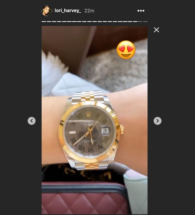 Lori flaunting her Rolex watch in her stories, December 2019