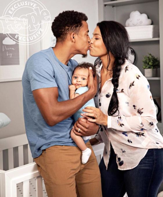 Jordin with her husband and their baby